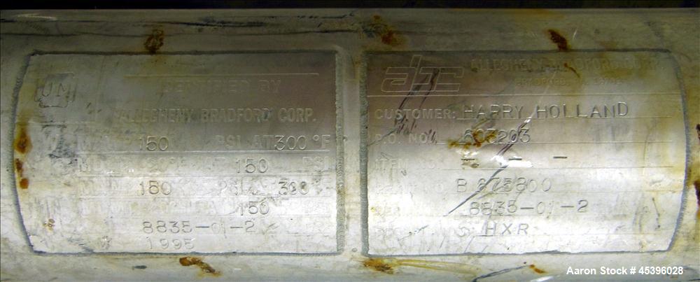 Used Allegheny Bradford 4 Pass U Tube Heat Exchanger