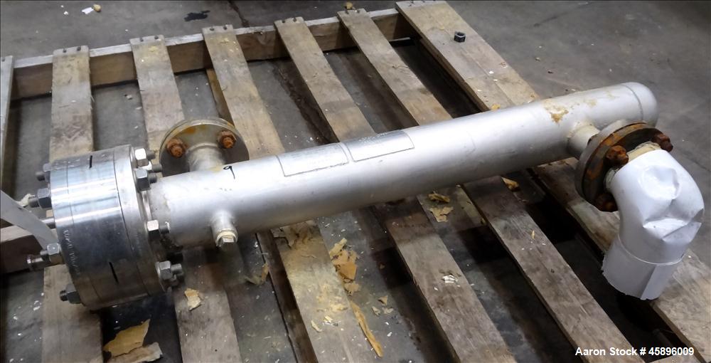 Used Allegheny Bradford U Tube Heat Exchanger, Approximately 6 Square Feet, Horizontal. 304L Stainless steel shell rated -20 to 150 psi at 375 degrees F. (8) 1/2" Diameter x 36" long 316L stainless s...