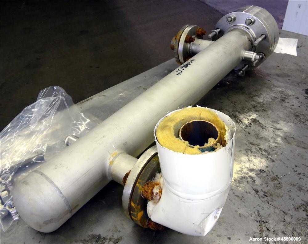 Used Allegheny Bradford U Tube Heat Exchanger, Approximately 6 Square Feet, Horizontal. 304L Stainless steel shell rated -20 to 150 psi at 375 degrees F. (8) 1/2" Diameter x 36" long 316L stainless s...