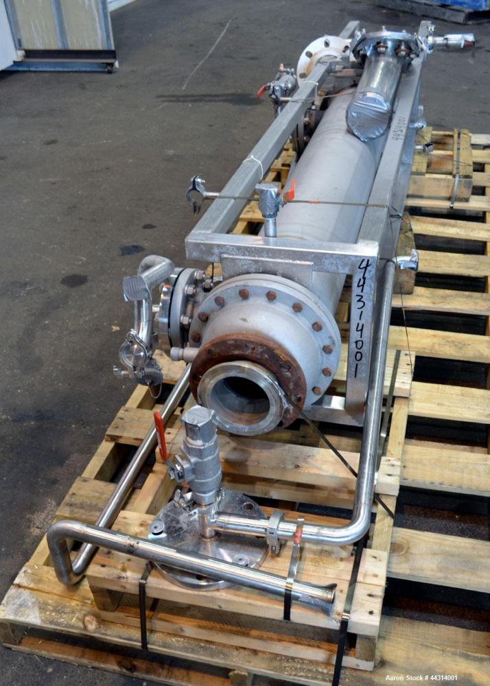 Used Ametek Single Pass Shell & Tube Heat Exchanger, 123 Square Feet, Horizontal. Size 10-A-72, Type AHT-1-A-SS. 316 Stainless steel shell rated 150 psi at 400 degrees F. (112) 5/8” Diameter x 72” lo...