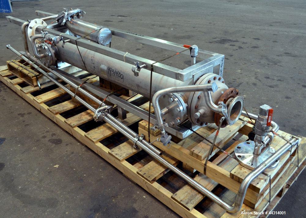 Used Ametek Single Pass Shell & Tube Heat Exchanger, 123 Square Feet, Horizontal. Size 10-A-72, Type AHT-1-A-SS. 316 Stainless steel shell rated 150 psi at 400 degrees F. (112) 5/8” Diameter x 72” lo...