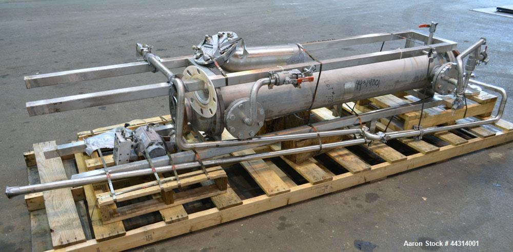 Used Ametek Single Pass Shell & Tube Heat Exchanger, 123 Square Feet, Horizontal. Size 10-A-72, Type AHT-1-A-SS. 316 Stainless steel shell rated 150 psi at 400 degrees F. (112) 5/8” Diameter x 72” lo...
