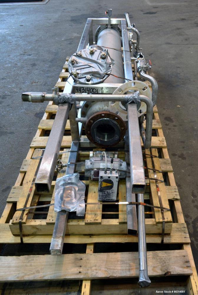 Used Ametek Single Pass Shell & Tube Heat Exchanger, 123 Square Feet, Horizontal. Size 10-A-72, Type AHT-1-A-SS. 316 Stainless steel shell rated 150 psi at 400 degrees F. (112) 5/8” Diameter x 72” lo...