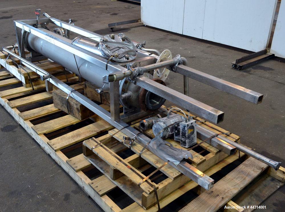 Used Ametek Single Pass Shell & Tube Heat Exchanger, 123 Square Feet, Horizontal. Size 10-A-72, Type AHT-1-A-SS. 316 Stainless steel shell rated 150 psi at 400 degrees F. (112) 5/8” Diameter x 72” lo...