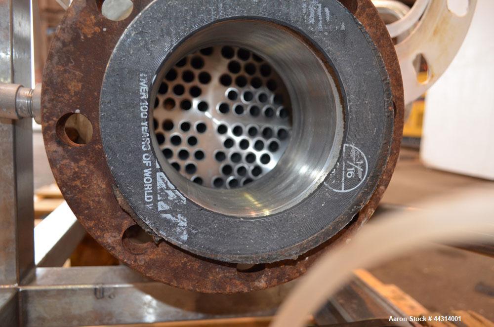 Used Ametek Single Pass Shell & Tube Heat Exchanger, 123 Square Feet, Horizontal. Size 10-A-72, Type AHT-1-A-SS. 316 Stainless steel shell rated 150 psi at 400 degrees F. (112) 5/8” Diameter x 72” lo...