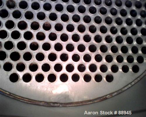 USED: Arjay Industries Ltwo pass shell and tube heat exchanger, 2777 square feet, horizontal. 304L stainless steel shell rated 150 psi at 200 deg F, (408) 1" diameter x 25' long 304L stainless steel ...