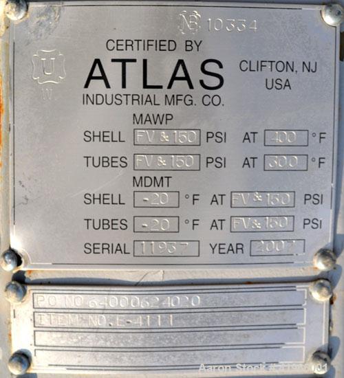 Unused- Atlas Industrial 2 Pass Shell & Tube Heat Exchanger, 11,081 Square Feet, Type AEM 60-360