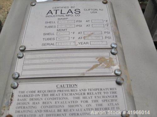 Unused- Atlas Industrial Single Pass Shell and Tube Heat Exchanger, 1501 square feet, horizontal, type BEM 24-192. 304 Stainless steel shell rated FV/150 psi at -20 to 300 deg F. (484) 3/4" diameter ...