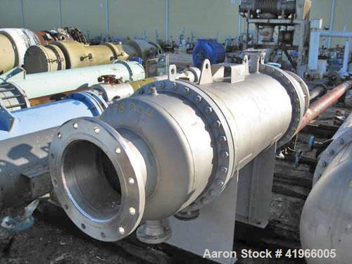 Unused- Atlas Industrial Single Pass Shell and Tube Heat Exchanger, 386 square feet, horizontal, type BEM 24-48. 304 Stainless steel shell rated FV/150 psi at -20 to 300 deg F. (520) 3/4" diameter x ...