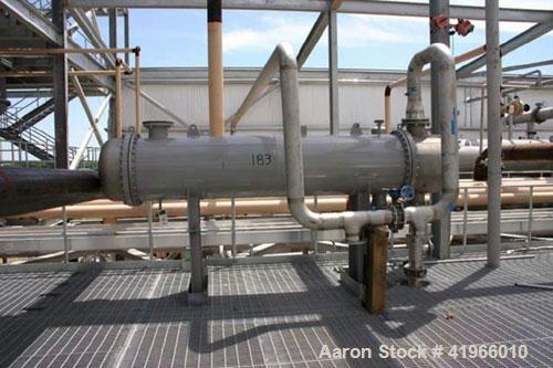 Unused- Atlas Industrial 4 Pass Shell And Tube Heat Exchanger, 1180 Square Feet, Horizontal. Type BEM 28-120. Carbon steel shell rated FV/150 psi at -20 to 400 deg.f.. (615) 3/4" diameter x 10’ long ...