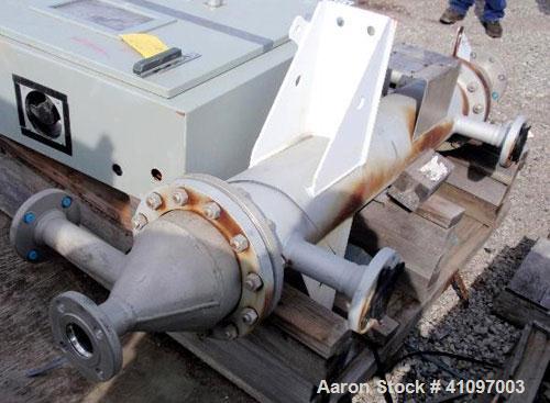 Used Atlas Industrial Shell and Tube Heat Exchanger, 43 square feet, vertical. Carbon steel shell rated full vaccum and 150 psi at 450 deg F, (55) 3/4" diameter x 4' long 316L stainless steel tubes r...