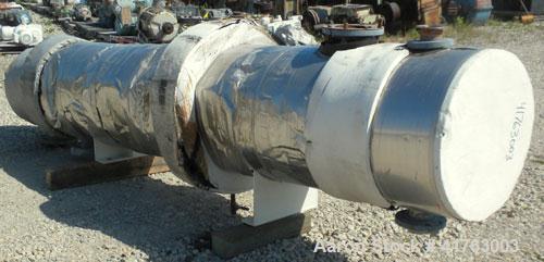 Used Atlas Industrial Shell and Tube Heat Exchanger, 686 square feet, horizontal. Tema type BEM 21-120. Carbon steel shell rated 150 psi at 450 deg F and –20 deg F at 150 psi. (350) 3/4" diameter x 1...
