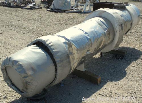 Used Atlas Industrial Shell and Tube Heat Exchanger, 686 square feet, horizontal. Tema type BEM 21-120. Carbon steel shell rated 150 psi at 450 deg F and –20 deg F at 150 psi. (350) 3/4" diameter x 1...