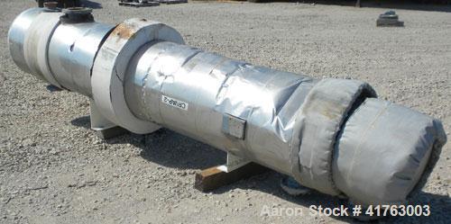 Used Atlas Industrial Shell and Tube Heat Exchanger, 686 square feet, horizontal. Tema type BEM 21-120. Carbon steel shell rated 150 psi at 450 deg F and –20 deg F at 150 psi. (350) 3/4" diameter x 1...