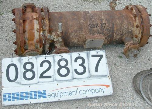 USED: Bos-Hatten single pass shell and tube heat exchanger, 81 sq ft, horizontal. Carbon steel shell rated 150 psi at 550 deg F. (148) 5/8" diameter x 36" long 304 stainless steel tubes rated 150 psi...