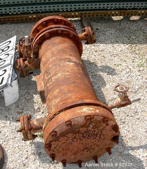 USED: Bos-Hatten single pass shell and tube heat exchanger, 81 sq ft, horizontal. Carbon steel shell rated 150 psi at 550 deg F. (148) 5/8" diameter x 36" long 304 stainless steel tubes rated 150 psi...