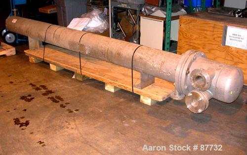 USED: LJE Brunner U-tube heat exchanger, 41 square feet, 304 stainless steel, horizontal. 304 stainless steel shell rated 125 psi at 350 deg F, 304 stainless steel head. (20) 3/4" diameter x 10'6" lo...