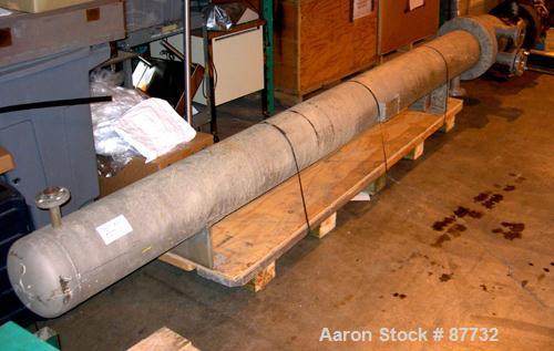 USED: LJE Brunner U-tube heat exchanger, 41 square feet, 304 stainless steel, horizontal. 304 stainless steel shell rated 125 psi at 350 deg F, 304 stainless steel head. (20) 3/4" diameter x 10'6" lo...