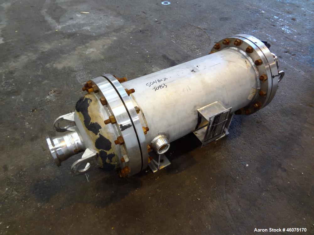 Used Chemineer Shell & Tube Heat Exchanger Static Mixer, Approximate 50 Square Feet, Vertical. 304 Stainless steel shell rated 150 psi at 100 degrees F. (64) 1" Diameter x 32" long 304 stainless stee...
