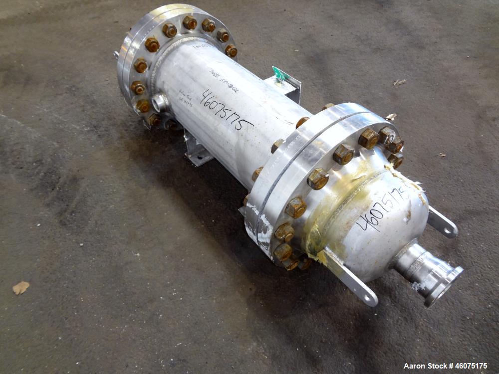 Used Chemineer Shell & Tube Heat Exchanger Static Mixer, Approximate 50 Square Feet, Horizontal. 304 Stainless steel shell rated 150 psi at -20 to 100 degrees F. (64) 1" Diameter x 32" long 304 stain...