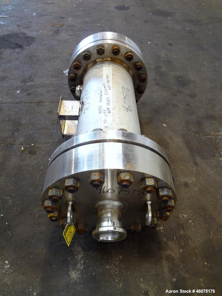 Used Chemineer Shell & Tube Heat Exchanger Static Mixer, Approximate 50 Square Feet, Type 12-32 BEM, Horizontal / Vertical. 304 Stainless steel shell rated 150 psi at -20 to 100 degrees F. (64) 1" Di...