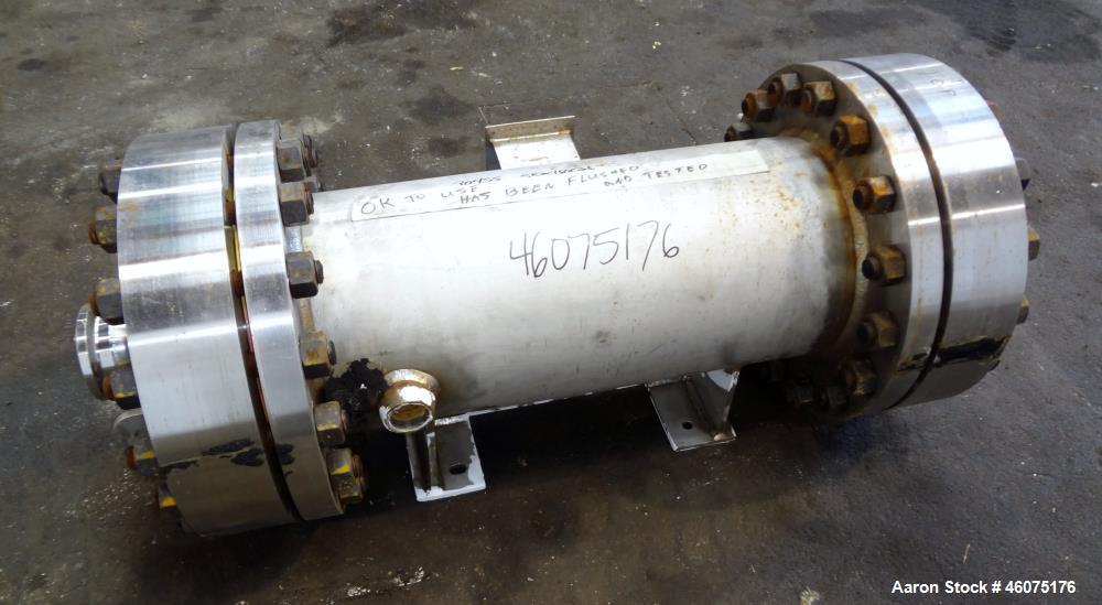 Used Chemineer Shell & Tube Heat Exchanger Static Mixer, Approximate 50 Square Feet, Type 12-32 BEM, Horizontal / Vertical. 304 Stainless steel shell rated 150 psi at -20 to 100 degrees F. (64) 1" Di...