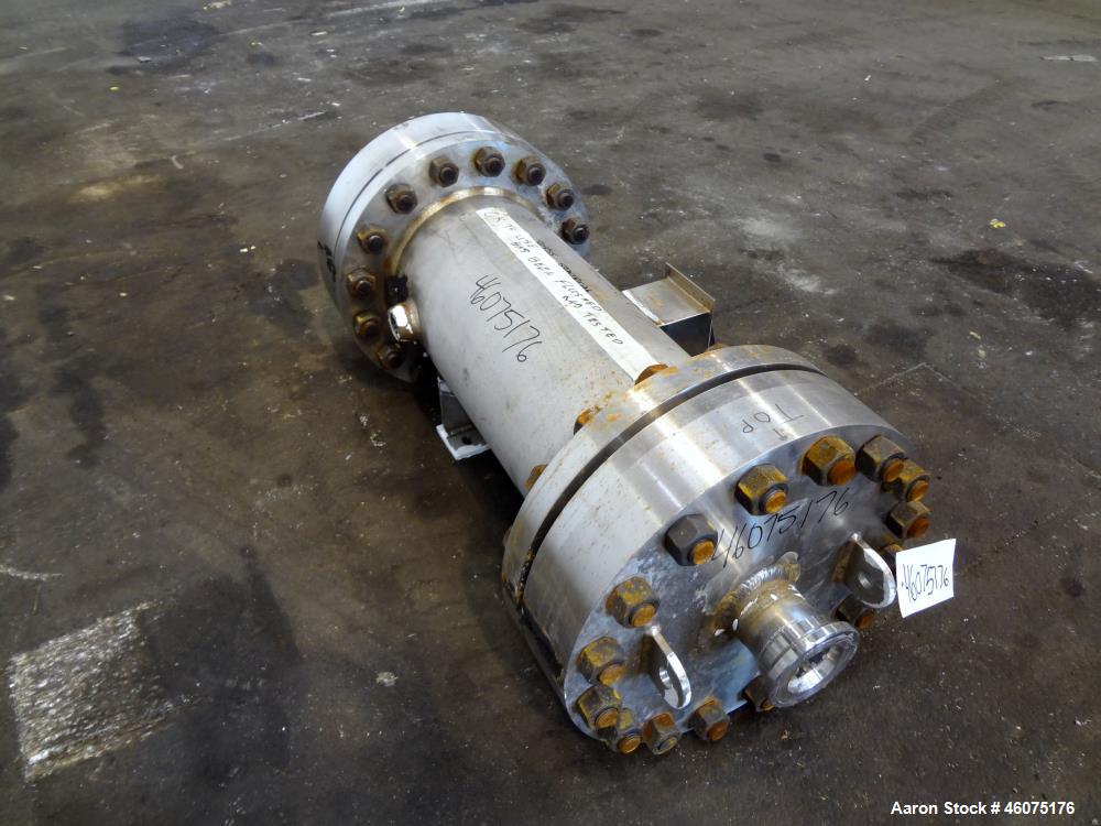Used Chemineer Shell & Tube Heat Exchanger Static Mixer, Approximate 50 Square Feet, Type 12-32 BEM, Horizontal / Vertical. 304 Stainless steel shell rated 150 psi at -20 to 100 degrees F. (64) 1" Di...