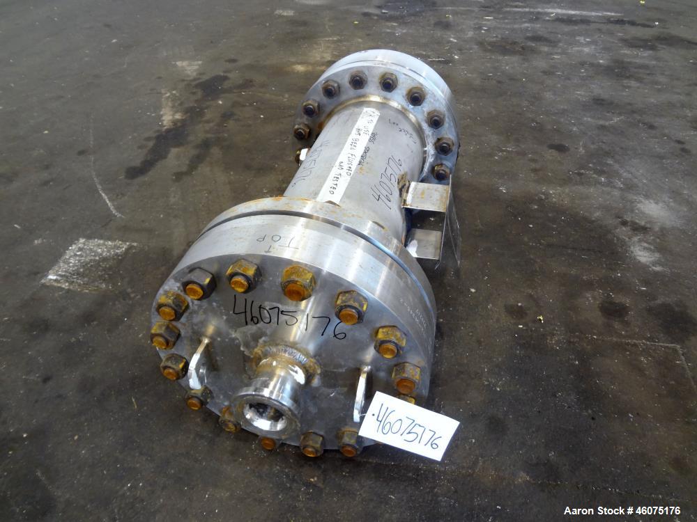 Used Chemineer Shell & Tube Heat Exchanger Static Mixer, Approximate 50 Square Feet, Type 12-32 BEM, Horizontal / Vertical. 304 Stainless steel shell rated 150 psi at -20 to 100 degrees F. (64) 1" Di...