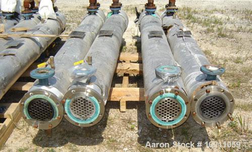 Used 5 Square Foot Kenics Chemineer High Efficiency Heat Exchanger, Type 6-107 Shell and Tube Heat Exchanger. 5.05 square feet of internal heat transfer area. Each tube has internal static mixer, siz...
