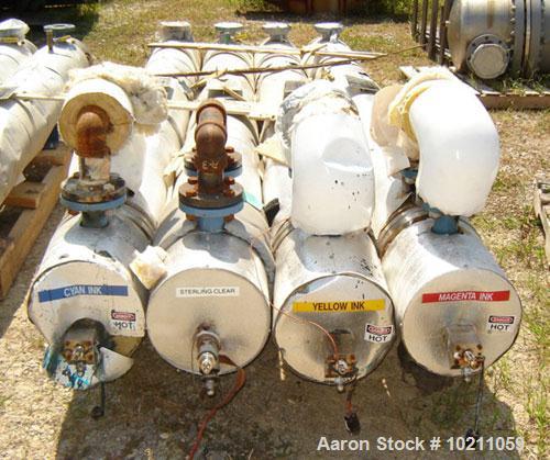 Used 5 Square Foot Kenics Chemineer High Efficiency Heat Exchanger, Type 6-107 Shell and Tube Heat Exchanger. 5.05 square feet of internal heat transfer area. Each tube has internal static mixer, siz...