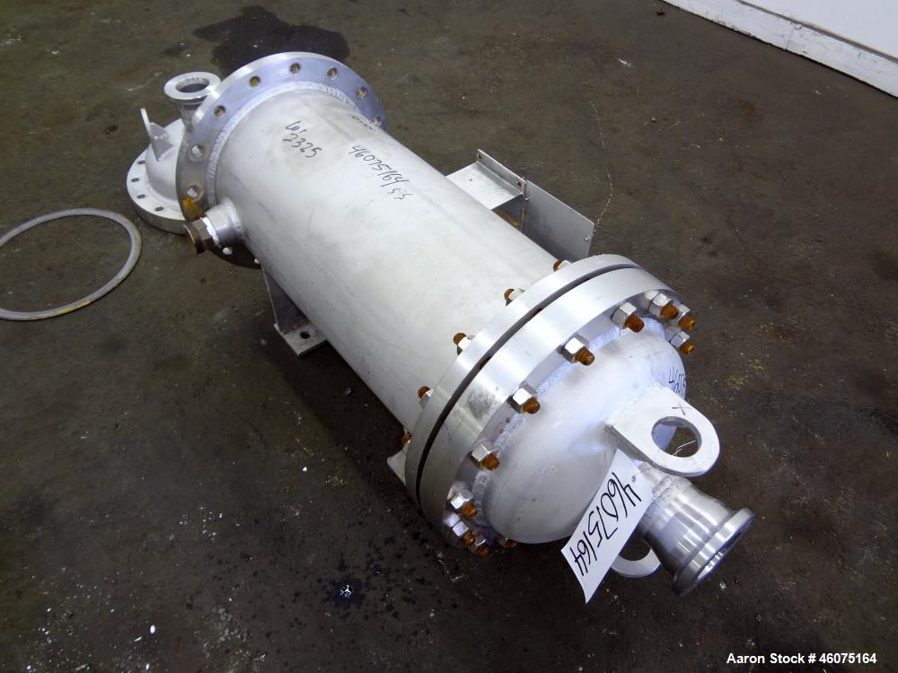 Used Chemineer Shell & Tube Heat Exchanger, 35 Square Feet, Horizontal. 304 Stainless steel shell rated 150 psi at -20 to 100 degrees F. (64) 1" Diameter x 24" long 304 stainless steel tubes rated 30...