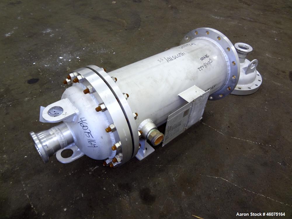 Used Chemineer Shell & Tube Heat Exchanger, 35 Square Feet, Horizontal. 304 Stainless steel shell rated 150 psi at -20 to 100 degrees F. (64) 1" Diameter x 24" long 304 stainless steel tubes rated 30...