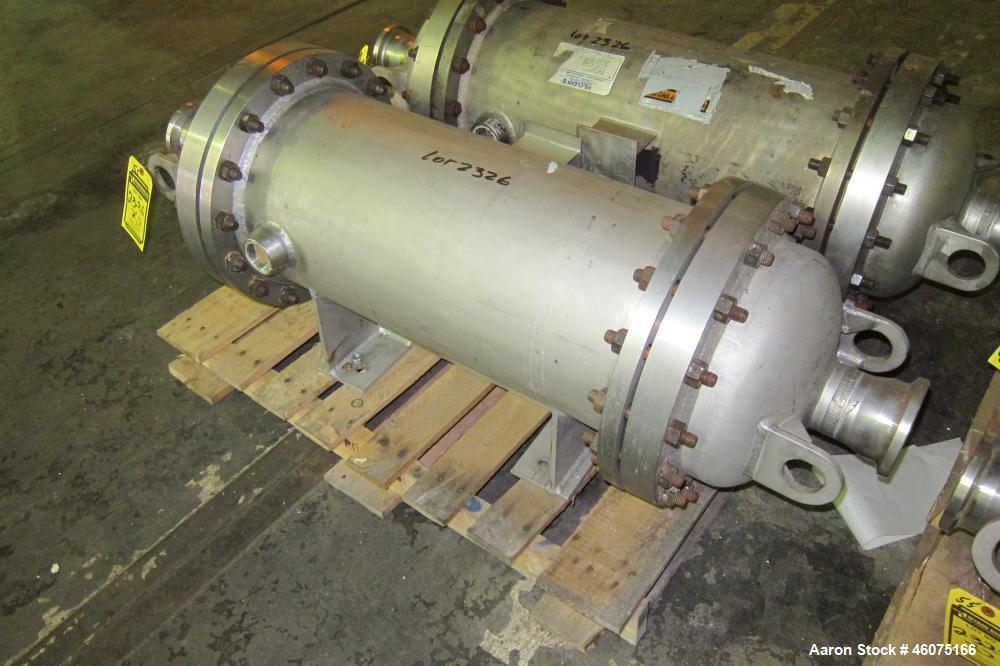 Used Chemineer Shell & Tube Heat Exchanger Static Mixer, Approximate 50 Square Feet, Horizontal. Stainless steel shell rated 150 psi at 100 degrees F, stainless steel tubes rated 300 psi 100 degrees ...