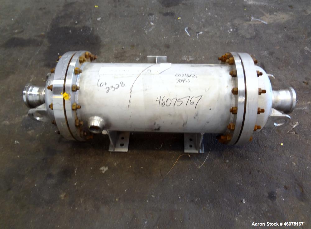 Used Chemineer Shell & Tube Heat Exchanger Static Mixer, Approximate 50 Square Feet, Horizontal. Stainless steel shell rated 150 psi at 100 degrees F, stainless steel tubes rated 300 psi 100 degrees ...