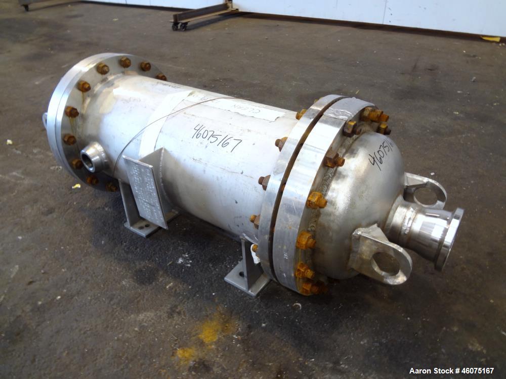 Used Chemineer Shell & Tube Heat Exchanger Static Mixer, Approximate 50 Square Feet, Horizontal. Stainless steel shell rated 150 psi at 100 degrees F, stainless steel tubes rated 300 psi 100 degrees ...