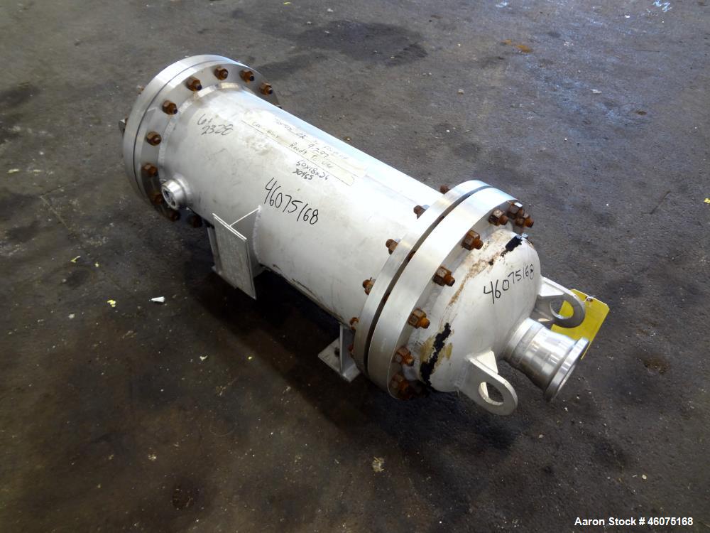 Used Chemineer Shell & Tube Heat Exchanger Static Mixer, Approximate 50 Square Feet, Horizontal. Stainless steel shell rated 150 psi at 100 degrees F, stainless steel tubes rated 300 psi 100 degrees ...