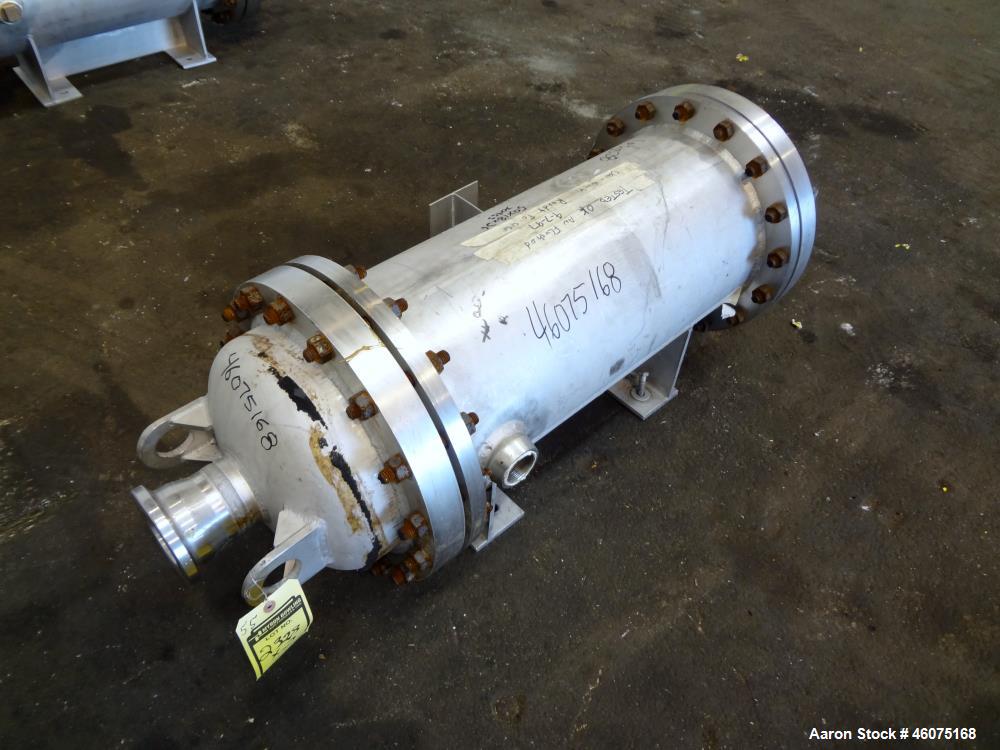 Used Chemineer Shell & Tube Heat Exchanger Static Mixer, Approximate 50 Square Feet, Horizontal. Stainless steel shell rated 150 psi at 100 degrees F, stainless steel tubes rated 300 psi 100 degrees ...