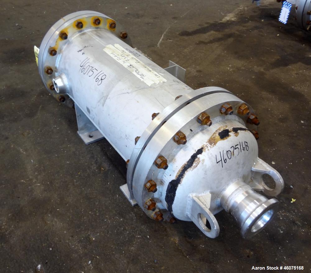 Used Chemineer Shell & Tube Heat Exchanger Static Mixer, Approximate 50 Square Feet, Horizontal. Stainless steel shell rated 150 psi at 100 degrees F, stainless steel tubes rated 300 psi 100 degrees ...