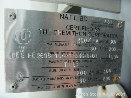 Used Vertical Chemithon Shell & Tube Heat Exchanger, 8.5 Square Feet