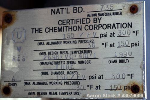 Used Vertical Chemithon 9 Tube Pilot Scale Turbo Tube Reactor - Heat Exchanger, 44 Square Feet