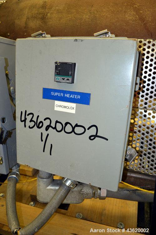 Used Chromalox Circulation Heater, Model GCH-45903VXX. 90 Kw, 3/460 volt. Designed for steam, gas, and air heating. Heating element model 52079-004. Includes a control panel. Mounted on a carbon stee...