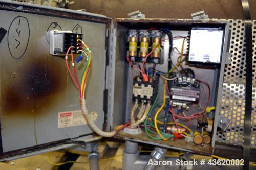 Used Chromalox Circulation Heater, Model GCH-45903VXX. 90 Kw, 3/460 volt. Designed for steam, gas, and air heating. Heating element model 52079-004. Includes a control panel. Mounted on a carbon stee...