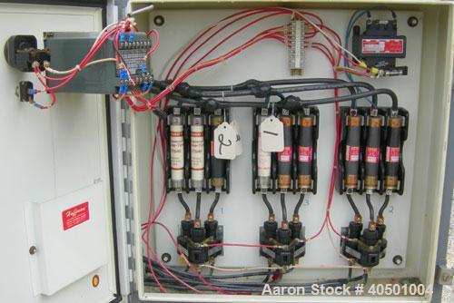 Used Chromalox Circulation Heater, Model NWH-180015SSXX. 3/480 volt, 100 kw. Designed for clean water applications. Model TMSS-18100XX coils. Includes a control panel.
