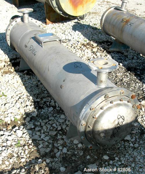 Used Doring & Baumer Six Pass Shell and Tube Heat Exchanger, 157 square feet, horizontal. 304 stainless steel shell rated 6 bar (87 psi) at 100 deg C (212 deg F). (200) 1/2" diameter x 6' long 304 st...