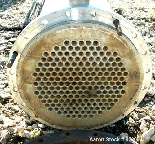 Used Doring & Baumer Six Pass Shell and Tube Heat Exchanger, 157 square feet, horizontal. 304 stainless steel shell rated 6 bar (87 psi) at 100 deg C (212 deg F). (200) 1/2" diameter x 6' long 304 st...