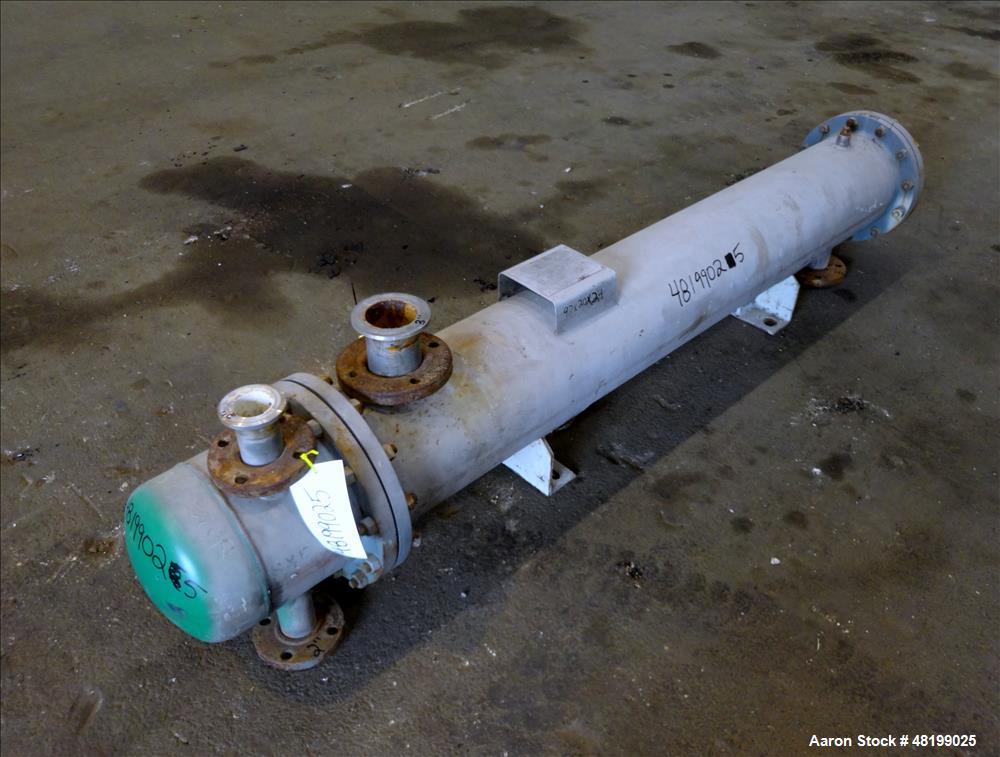 Used Doyle & Roth Shell & Tube Heat Exchanger, 100 Square Feet, Horizontal.