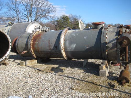 USED: Doyle and Roth single pass shell and tube heat exchanger, 1410 square feet, model VT3681-8V, size BEM 35-96M, vertical. Carbon steel shell rated FV and 150 psi at 450 deg F. Approximately (673)...