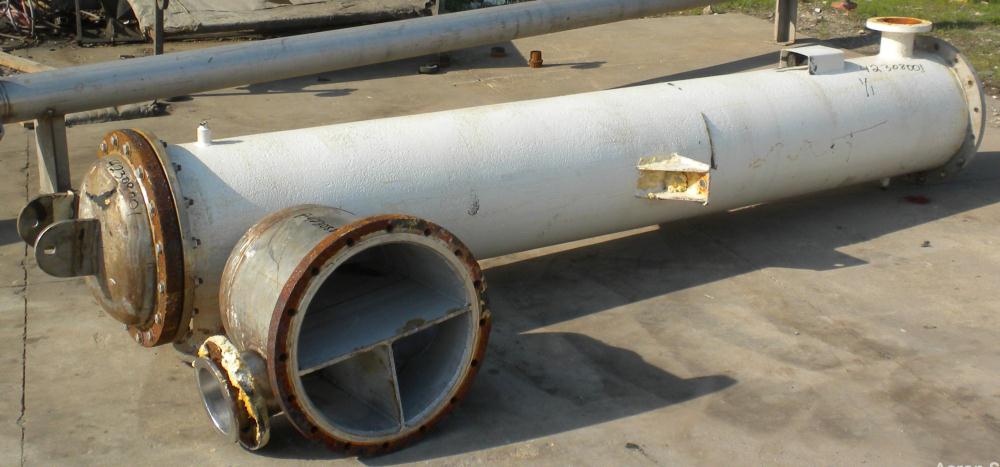 Used Doyle and Roth 4 Pass Shell and Tube Heat Exchanger, 478 square feet, vertical. Carbon steel shell rated 100 psi at –20 to 170 degrees F. (244) 3/4" diameter x 10' long 316 stainless steel tubes...