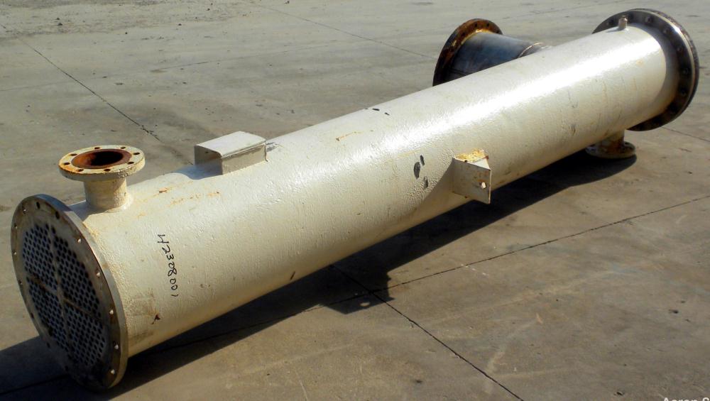 Used Doyle and Roth 4 Pass Shell and Tube Heat Exchanger, 478 square feet, vertical. Carbon steel shell rated 100 psi at –20 to 170 degrees F. (244) 3/4" diameter x 10' long 316 stainless steel tubes...