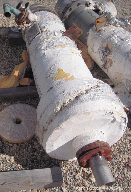 Used Doyle And Roth Shell And Tube Heat Exchanger, 98 square feet, vertical. Carbon steel shell rated 100 psi at 100 deg.f., (126) 3/4" diameter x 4' long 316 stainless steel tubes rated fv/75 psi at...
